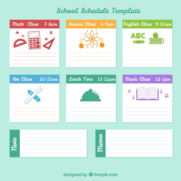 School schema met blauwe achtergrond