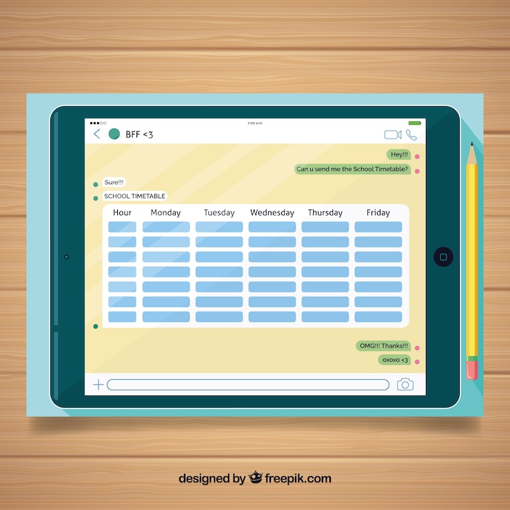 Gratis Vector school tijdschema sjabloon met platte ontwerp