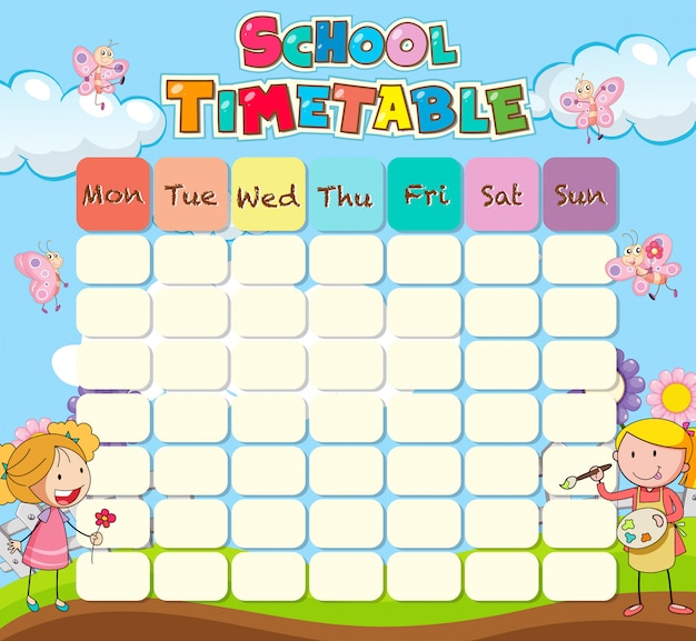School tijdschema sjabloon