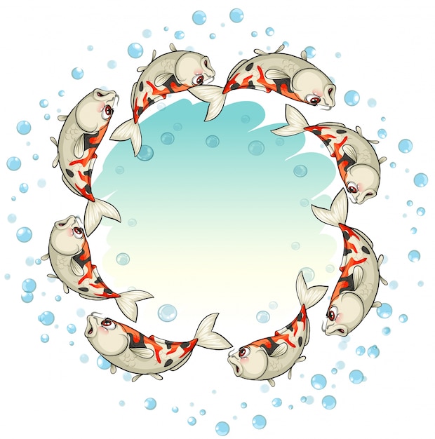 School van vissen die een cirkel vormen op een witte achtergrond
