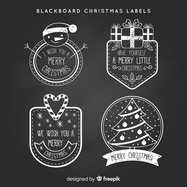 Gratis vector schoolbord kerst badges collectie