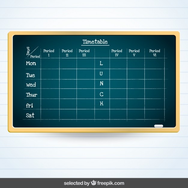 Gratis vector schoolbord met tijdschema