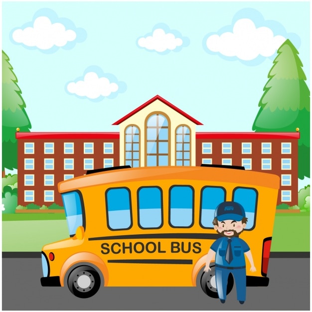 Gratis vector schoolbus achtergrond ontwerp