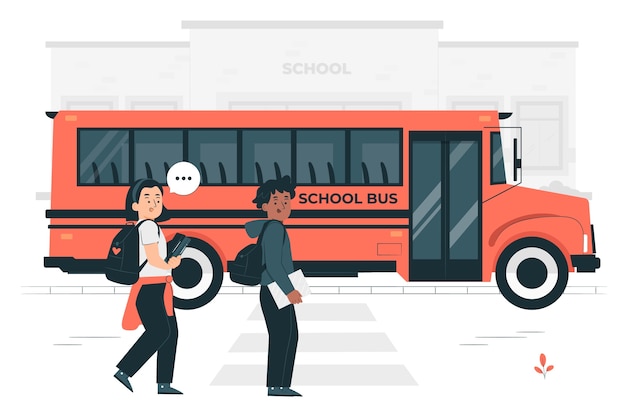 Gratis vector schoolbus concept illustratie