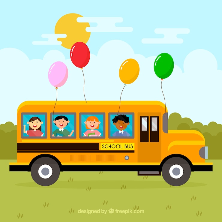 Gratis Vector schoolbus en kinderen met een plat ontwerp