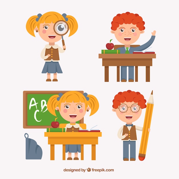 Gratis vector schoolkinderen illustratie