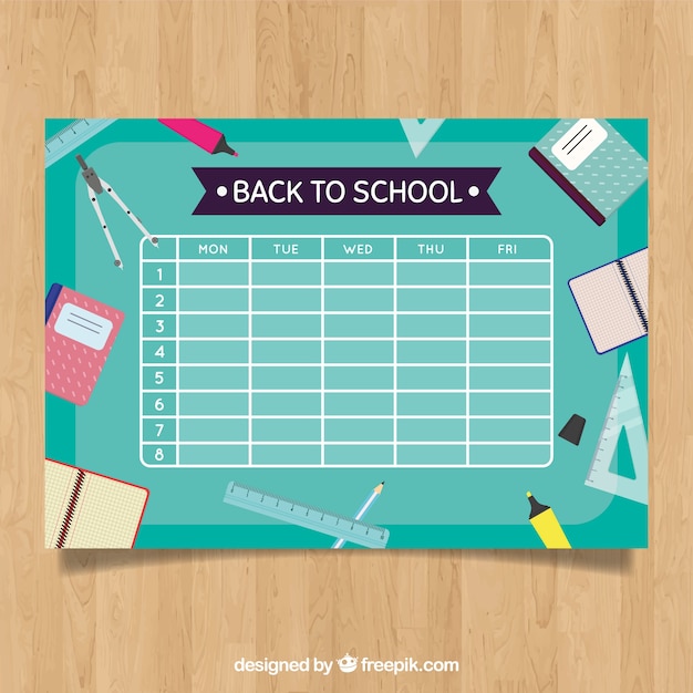 Schoolschema met elementen in plat ontwerp