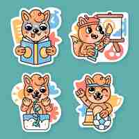 Gratis vector schoolstickers collectie met fred de vos