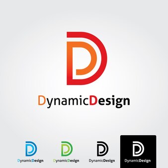 Schoon en stijlvol logo dat de letter d vormt met sjablonen voor visitekaartjes