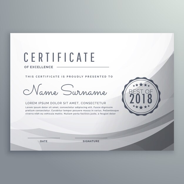 Schoon grijs diploma certificaat ontwerp sjabloon