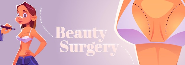 Schoonheid chirurgie cartoon banner cosmetica procedure