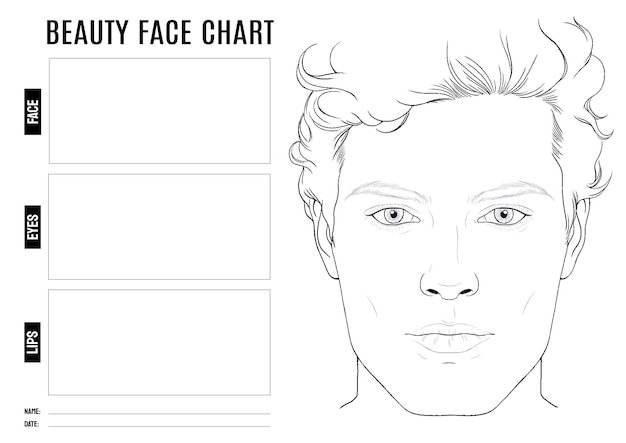 Gratis vector schoonheid gezichtskaart met man gezichtstekening