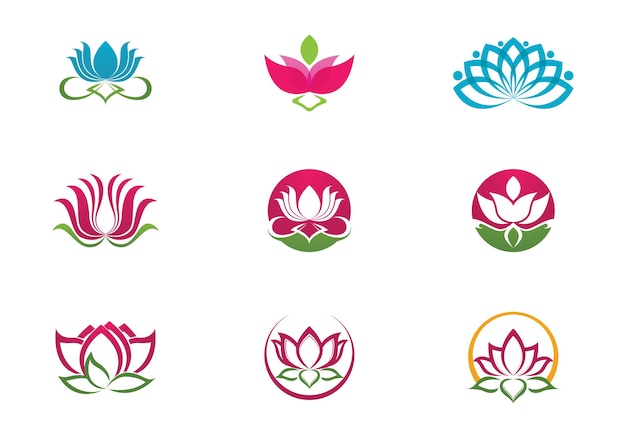 Schoonheid vector lotusbloemen ontwerp logo sjabloonpictogram