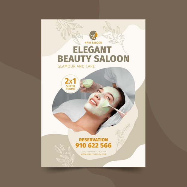 Gratis vector schoonheidssalon poster sjabloon