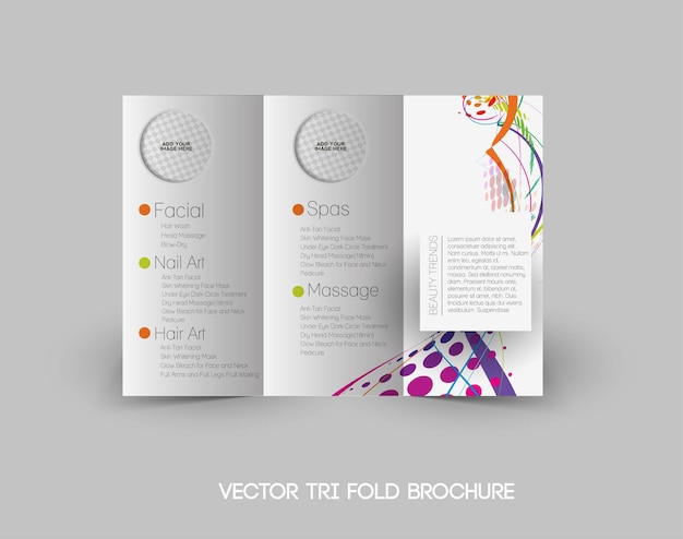 Schoonheidssalon trifold mock up brochure sjabloonontwerp