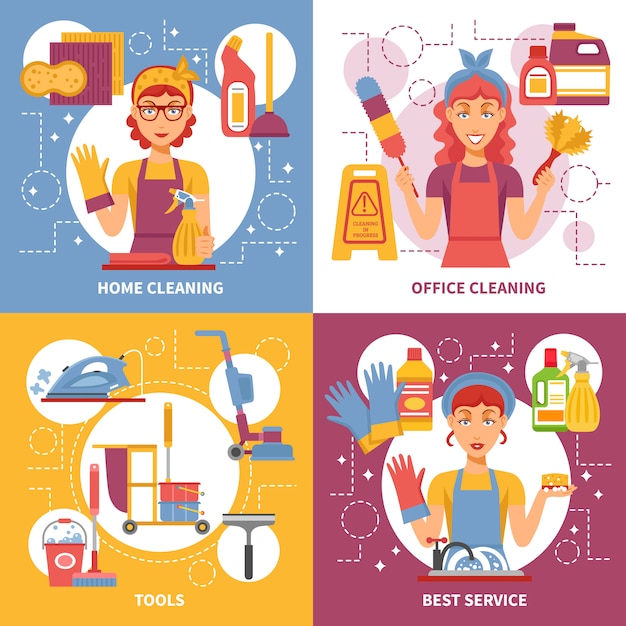 Gratis vector schoonmaak service design concept