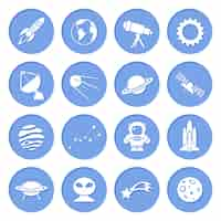 Gratis vector science fiction blauwe pictogrammen