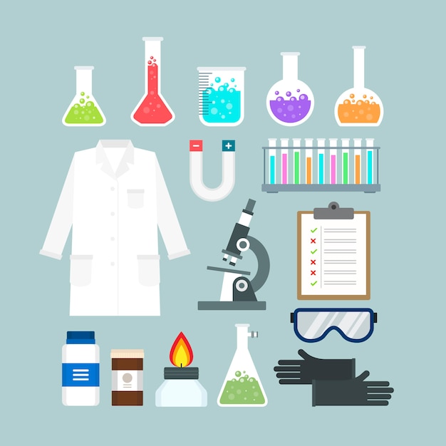 Gratis vector science lab-objectenpakket