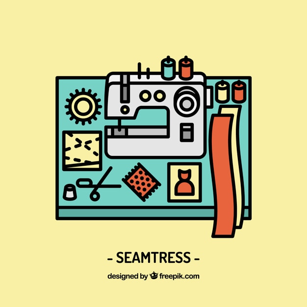 Gratis vector seamtress werkplekinrichting