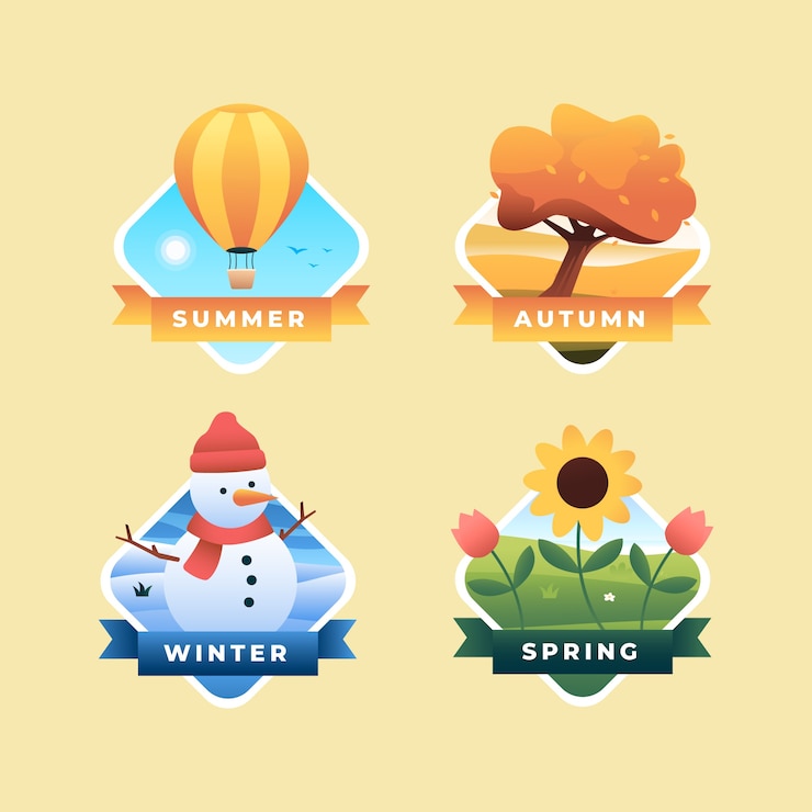 Gratis Vector seizoensverlooplabel of badgeset