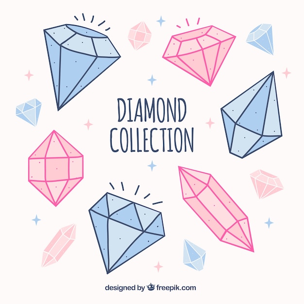 Gratis vector selectie van de blauwe en roze diamanten