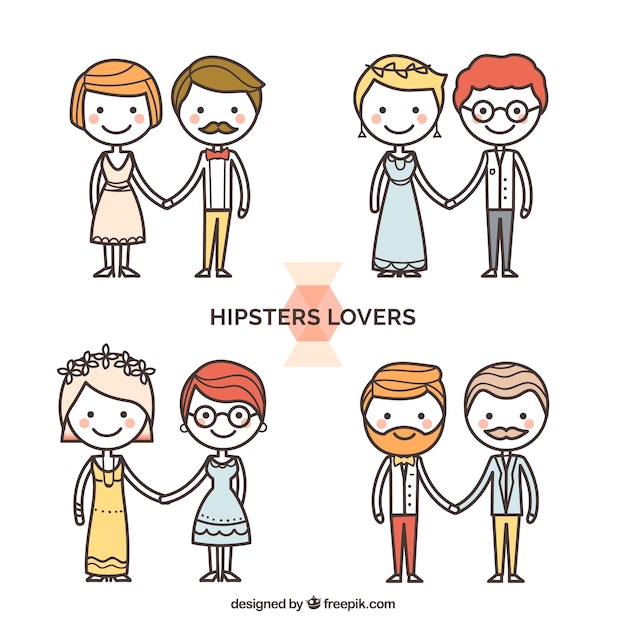 Selectie van hipster liefhebbers