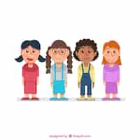 Gratis vector selectie van vier lachende meisje personages