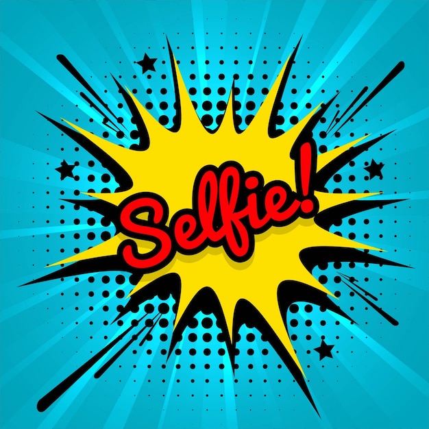 Gratis vector selfie comic cartoon blauwe achtergrond