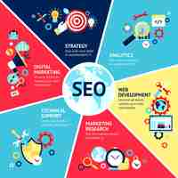 Gratis vector seo infographic set