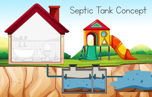 Gratis vector septische tank concept vector