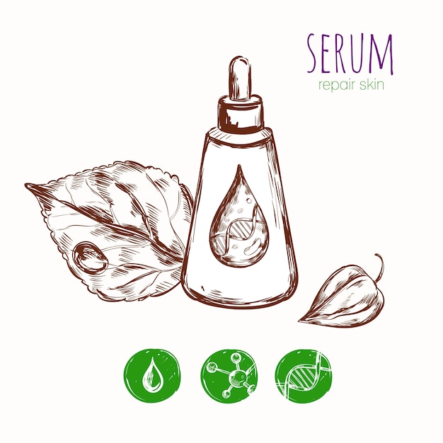 Gratis vector serum leaf cosmetic concept