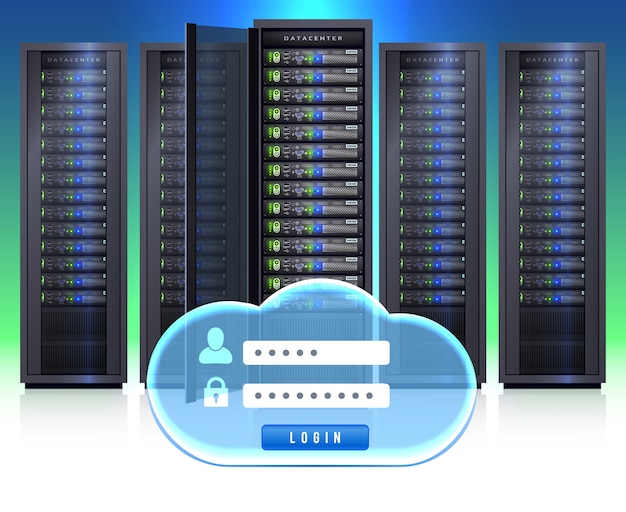 Serverracks realistisch login-pictogram