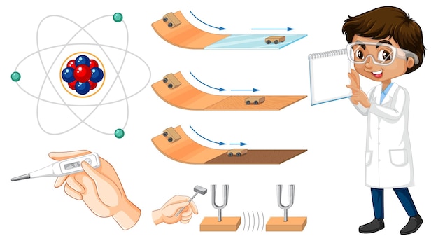 Gratis vector set apparatuur nodig voor wetenschappelijk experiment