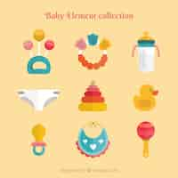 Gratis vector set baby-elementen in vlakke stijl