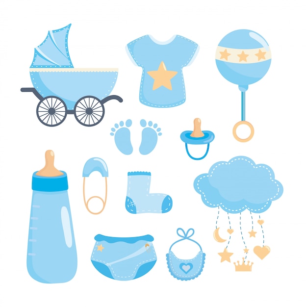 Gratis vector set baby shower elementen