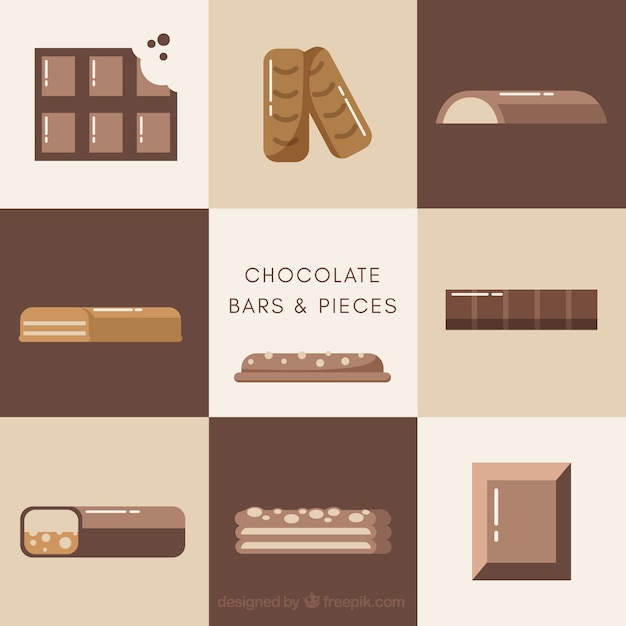 Gratis vector set bars en stukjes heerlijke chocolade