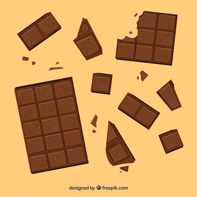 Gratis vector set bars en stukken met verschillende chocolaatjes