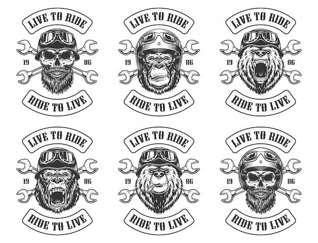 Gratis vector set biker emblemen