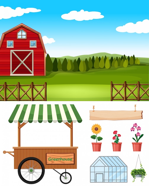 Gratis vector set boerderij element