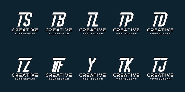 Set bundel letter t logo ontwerp