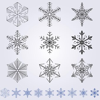 Set bundel sneeuw pakket logo vector illustratie ontwerp pictogram symbool lijntekeningen