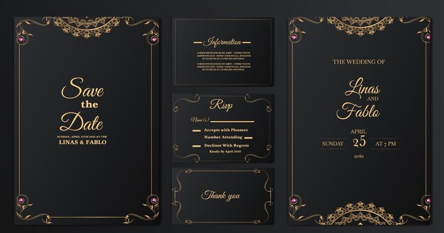 Set collectie luxe bruiloft uitnodiging kaartsjabloon ontwerp