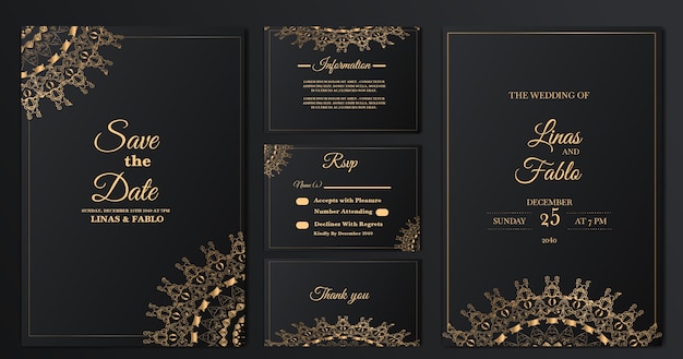 Set collectie luxe bruiloft uitnodiging kaartsjabloon