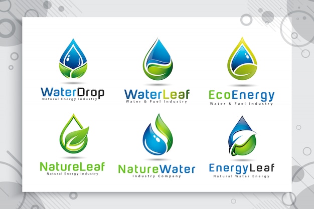 Set collectie water drop logo met moderne kleur concept.
