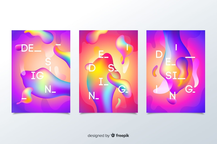 Gratis Vector set covers met vloeibaar effect