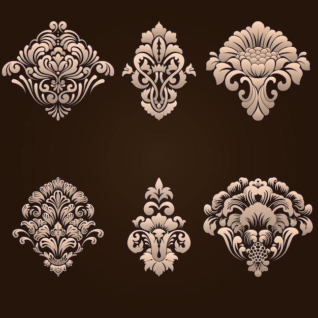 Gratis vector set damast sierelementen