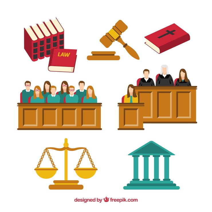 Gratis Vector set de elementos de derecho y justicia 