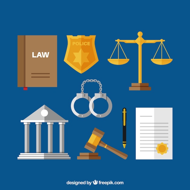 Gratis vector set de elementos de derecho y justicia