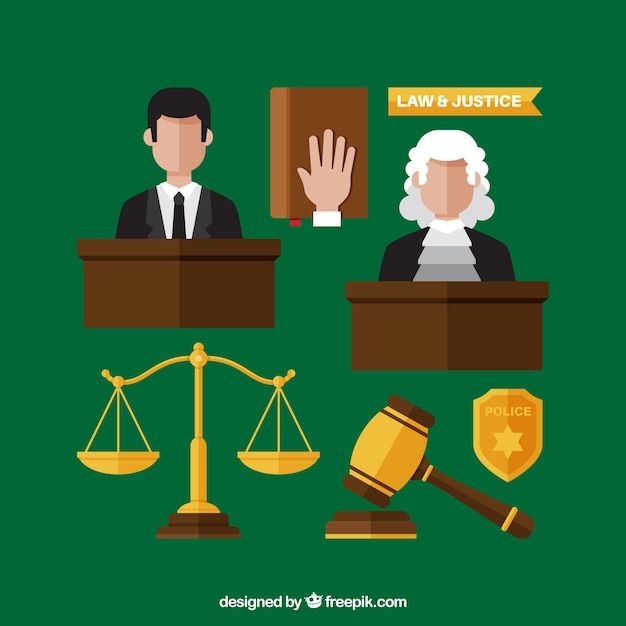 Gratis vector set de elementos de derecho y justicia