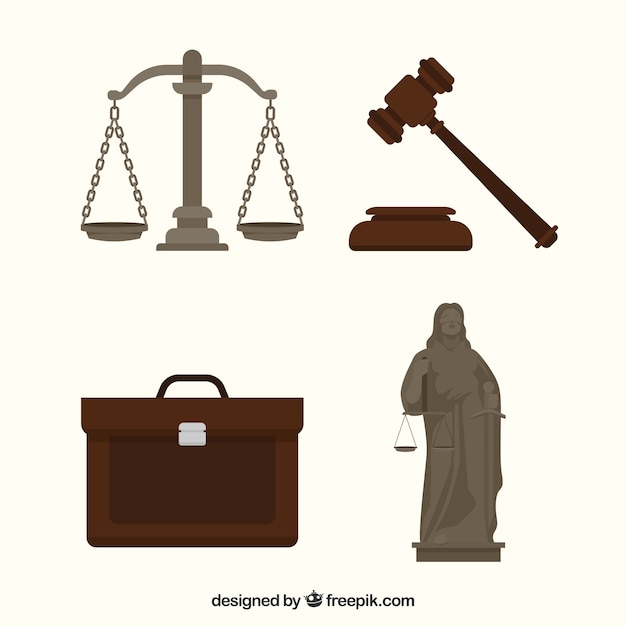 Gratis vector set de elementos de derecho y justicia